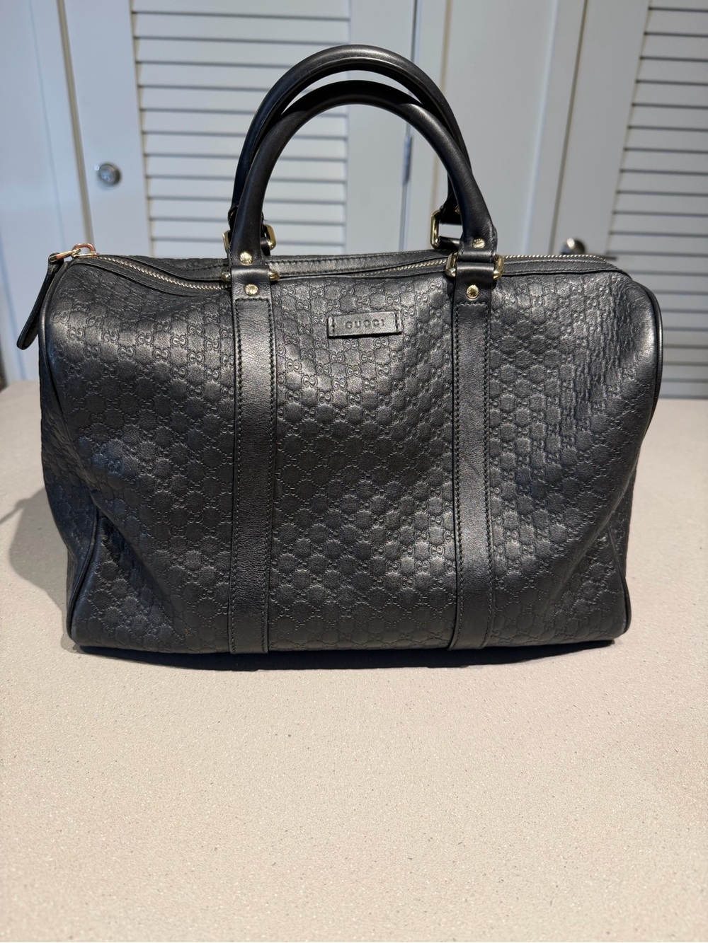 Gucci Black Embossed Leather Top-Handle Tote - Picture 3 of 17